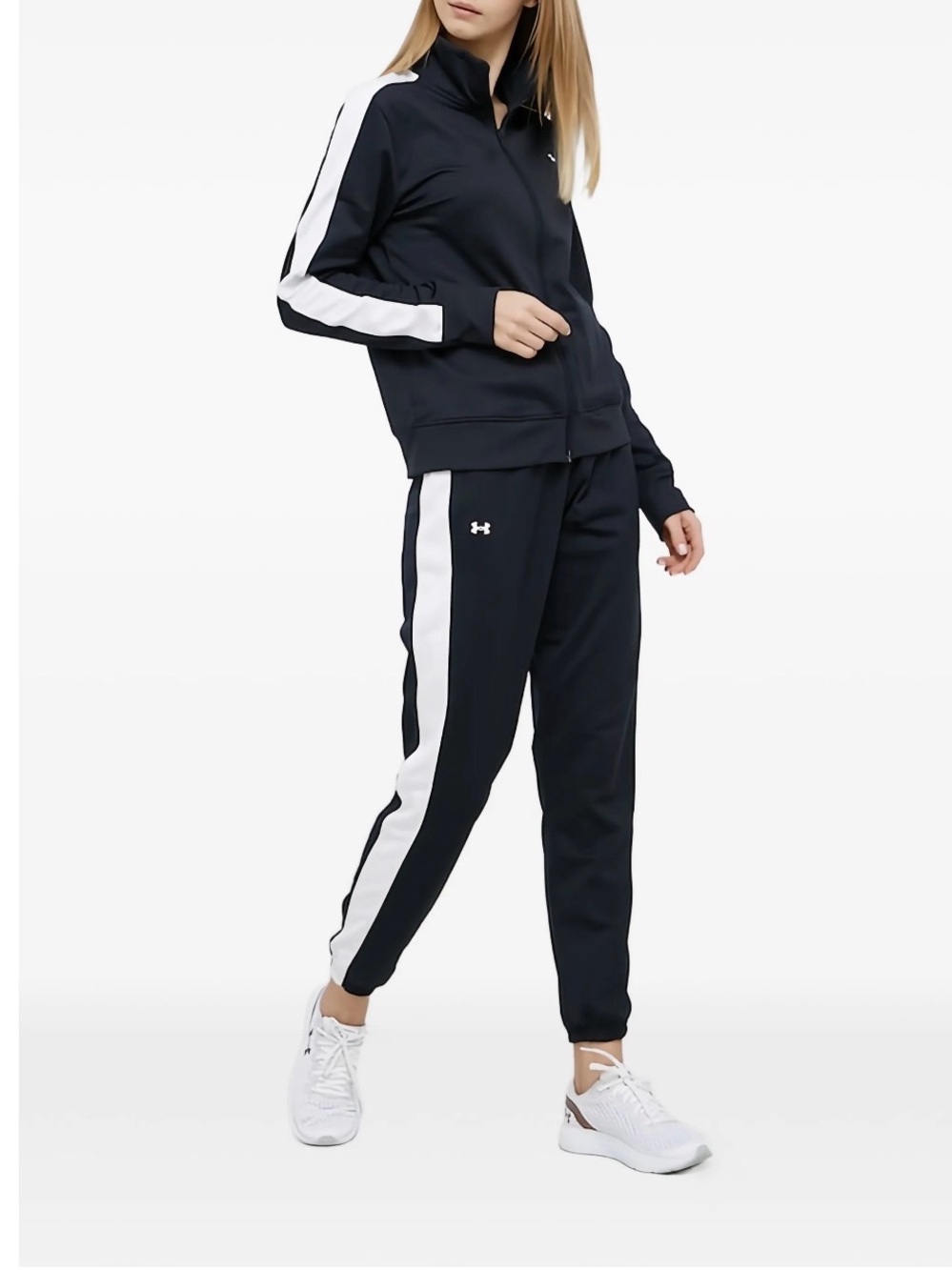 NWT Under Armour Black and White Women's Track Jacket & Joggers Set
